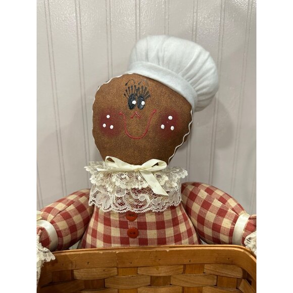 Gingerbread Man Themed Basket With Gingham Check Outfit & Chef Hat - Picture 3 of 7